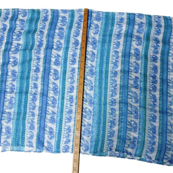 Womens Infinity Scarf Hijab Wrap Blue White Elephant Print Chevron Ikat 35x20 - Picture 9 of 10